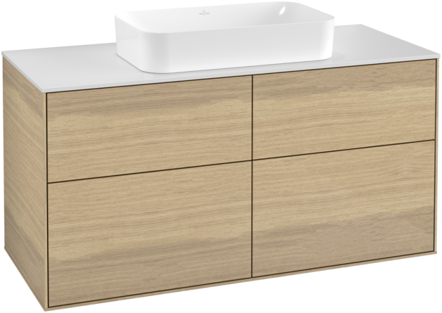 Тумба под раковину Villeroy & Boch Finion 120х50,1 см МДФ шпон дуба/стекло белое матовое F26100PC