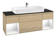 Тумба под раковину Villeroy & Boch Finion 160х50,1 см с подсветкой МДФ шпон дуба/стекло черное матовое G212GFPC
