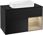 Тумба под раковину Villeroy & Boch Finion 100х50,1 см с подсветкой МДФ черный матовый лак/стекло черное матовое G252PCPD