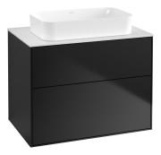 Тумба под раковину Villeroy & Boch Finion 80х50,1 см МДФ черный матовый лак/стекло белое матовое F63100PD