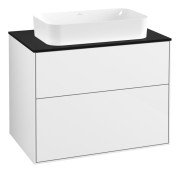 Тумба під раковину Villeroy & Boch Finion 80х50,1 см МДФ білий глянцевий лак/скло чорне матове F63200GF