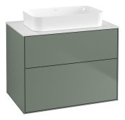 Тумба під раковину Villeroy & Boch Finion 80х50,1 см МДФ оливковий матовий лак/скло біле матове F63100GM