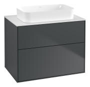 Тумба под раковину Villeroy & Boch Finion 80х50,1 см МДФ темно-синий матовый лак/стекло белое матовое F63100HG