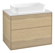 Тумба под раковину Villeroy & Boch Finion 80х50,1 см МДФ шпон дуба/стекло белое матовое F63100PC