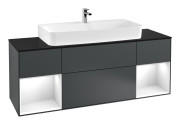Тумба под раковину Villeroy & Boch Finion 160х50,1 см с подсветкой МДФ темно-синий матовый лак/стекло черное матовое G212GFHG