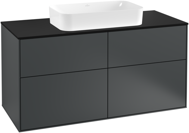 Тумба під раковину Villeroy & Boch Finion 120х50,1 см МДФ темно-синій матовий лак/скло чорне матове F26200HG