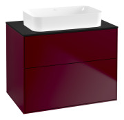 Тумба под раковину Villeroy & Boch Finion 80х50,1 см с подсветкой МДФ пион матовый лак/стекло черное матовое G63200HB