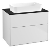 Тумба под раковину Villeroy & Boch Finion 80х50,1 см с подсветкой МДФ белый матовый лак/стекло черное матовое G63200MT