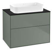 Тумба под раковину Villeroy & Boch Finion 80х50,1 см с подсветкой МДФ оливковый матовый лак/стекло черное матовое G63200GM