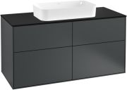 Тумба під раковину Villeroy & Boch Finion 120х50,1 см із підсвічуванням МДФ темно-синій матовий лак/скло чорне матове G26200HG