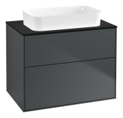 Тумба под раковину Villeroy & Boch Finion 80х50,1 см с подсветкой МДФ темно-синий матовый лак/стекло черное матовое G63200HG