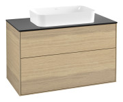 Тумба под раковину Villeroy & Boch Finion 100х50,1 см МДФ шпон дуба/стекло черное матовое F64200PC