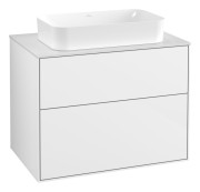 Тумба под раковину Villeroy & Boch Finion 80х50,1 см с подсветкой МДФ глянцевый белый лак/стекло белое матовое G63100GF