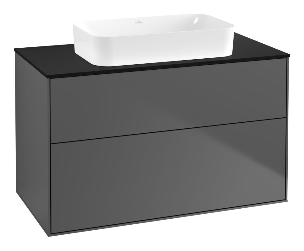 Тумба під раковину Villeroy & Boch Finion 100х50,1 см із підсвічуванням МДФ антрацит матовий лак/скло чорне матове G64200GK