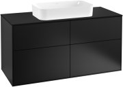 Тумба под раковину Villeroy & Boch Finion 120х50,1 см с подсветкой МДФ черный матовый лак/стекло черное матовое G26200PD