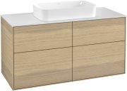 Тумба під раковину Villeroy&Boch Finion 120х50,1 см з підсвічуванням МДФ шпон дуба/скло біле матове G26100PC