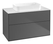 Тумба під раковину Villeroy & Boch Finion 100х50,1 см МДФ антрацит матовий лак/скло біле матове F64100GK