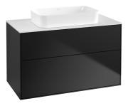 Тумба під раковину Villeroy & Boch Finion 100х50,1 см МДФ чорний матовий лак/скло біле матове F64100PD