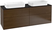 Тумба під раковину Villeroy & Boch Finion 160х50,1 см МДФ шпон волоського горіха/скло чорне матове F31200GN