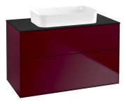 Тумба під раковину Villeroy & Boch Finion 100х50,1 см МДФ півонія матовий лак/скло чорне матове F64200HB