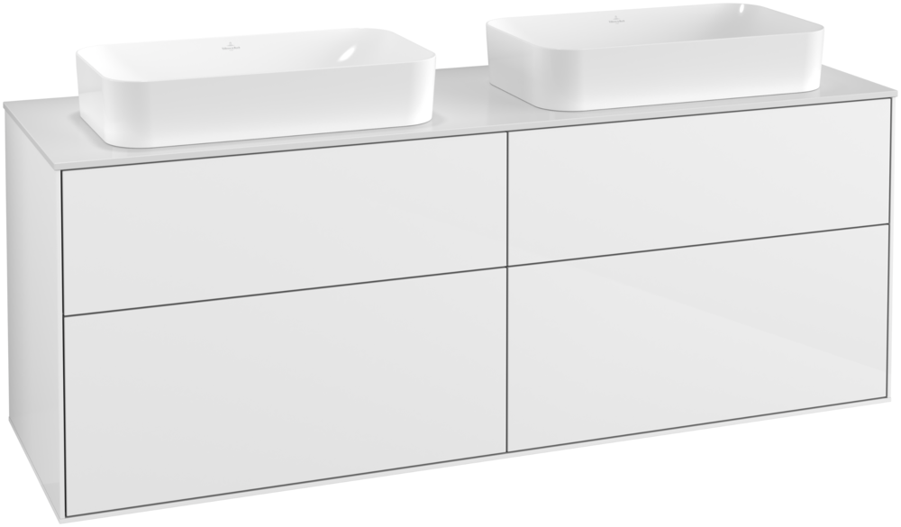 Тумба під раковину Villeroy & Boch Finion 160х50,1 см з підсвіткою МДФ білий глянцевий лак/скло біле матове G31100GF