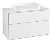 Тумба под раковину Villeroy & Boch Finion 100х50,1 см с подсветкой МДФ глянцевый белый лак/стекло белое матовое G64100GF
