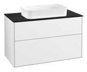 Тумба під раковину Villeroy & Boch Finion 100х50,1 см із підсвічуванням МДФ білий глянцевий лак/скло чорне матове G64200GF