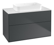 Тумба під раковину Villeroy & Boch Finion 100х50,1 см із підсвічуванням МДФ темно-синій матовий лак/скло біле матове G64100HG