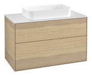 Тумба під раковину Villeroy & Boch Finion 100х50,1 см із підсвічуванням МДФ шпон дуба/скло біле матове G64100PC