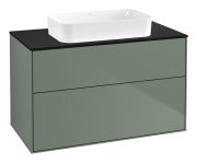 Тумба під раковину Villeroy & Boch Finion 100х50,1 см із підсвічуванням МДФ оливковий матовий лак/скло чорне матове G64200GM