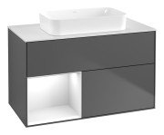 Тумба під раковину Villeroy & Boch Finion 100х50,1 см з підсвічуванням МДФ антрацит матовий лак/скло біле матове F651GFGK