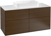 Тумба під раковину Villeroy & Boch Finion 120х50,1 см із підсвічуванням МДФ шпон волоського горіха/скло біле матове G26100GN
