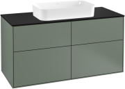 Тумба під раковину Villeroy & Boch Finion 120х50,1 см МДФ оливковий матовий лак/скло чорне матове F26200GM