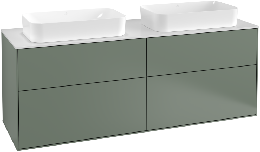 Тумба под раковину Villeroy & Boch Finion 160х50,1 см с подсветкой МДФ оливковый матовый лак/стекло белое матовое G31100GM