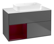 Тумба под раковину Villeroy & Boch Finion 100х50,1 см с подсветкой МДФ антрацит матовый лак/стекло белое матовое F651HBGK