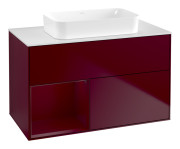 Тумба под раковину Villeroy & Boch Finion 100х50,1 см с подсветкой МДФ пион матовый лак/стекло белое матовое F651HBHB