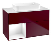 Тумба под раковину Villeroy & Boch Finion 100х50,1 см с подсветкой МДФ пион матовый лак/стекло белое матовое F651GFHB