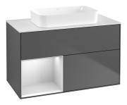 Тумба под раковину Villeroy & Boch Finion 100х50,1 см с подсветкой МДФ антрацит матовый лак/стекло белое матовое F651MTGK