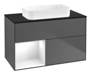 Тумба под раковину Villeroy & Boch Finion 100х50,1 см с подсветкой МДФ антрацит матовый лак/стекло черное матовое F652GFGK