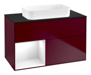 Тумба под раковину Villeroy & Boch Finion 100х50,1 см с подсветкой МДФ пион матовый лак/стекло черное матовое F652GFHB