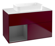 Тумба под раковину Villeroy & Boch Finion 100х50,1 см с подсветкой МДФ пион матовый лак/стекло белое матовое F651GKHB