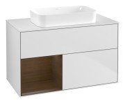 Тумба під раковину Villeroy & Boch Finion 100х50,1 см із підсвічуванням МДФ білий матовий лак/скло біле матове F651GNMT