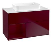 Тумба под раковину Villeroy & Boch Finion 100х50,1 см с подсветкой МДФ пион матовый лак/стекло белое матовое F651HBHB