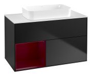 Тумба під раковину Villeroy & Boch Finion 100х50,1 см із підсвічуванням МДФ чорний матовий лак/скло біле матове F651HBPD