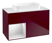 Тумба під раковину Villeroy & Boch Finion 100х50,1 см з підсвічуванням МДФ півонія матовий лак/скло біле матове F651MTHB