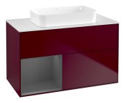 Тумба под раковину Villeroy & Boch Finion 100х50,1 см с подсветкой МДФ пион матовый лак/стекло белое матовое F651GKHB