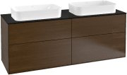 Тумба під раковину Villeroy & Boch Finion 160х50,1 см із підсвічуванням МДФ шпон волоського горіха/скло чорне матове G31200GN