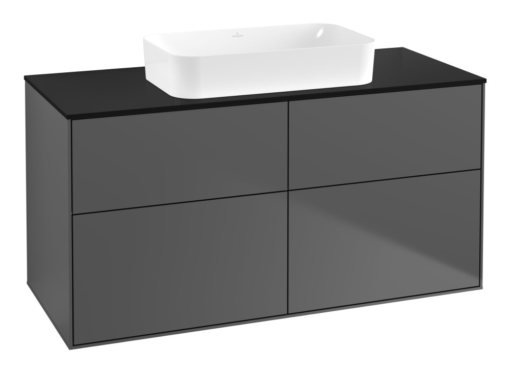 Тумба под раковину Villeroy & Boch Finion 120х50,1 см МДФ антрацит матовый лак/стекло черное матовое F67200GK