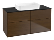 Тумба под раковину Villeroy & Boch Finion 120х50,1 см МДФ шпон грецкого ореха/стекло черное матовое F67200GN