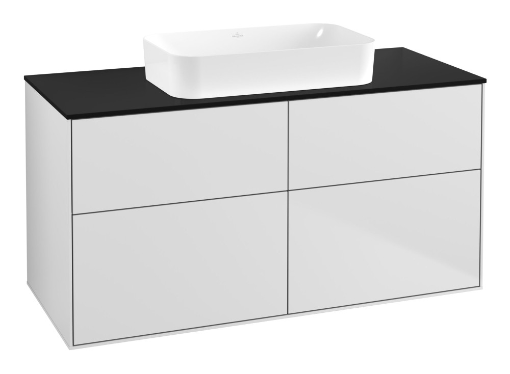 Тумба під раковину Villeroy & Boch Finion 120х50,1 см МДФ білий матовий лак/скло чорне матове F67200MT